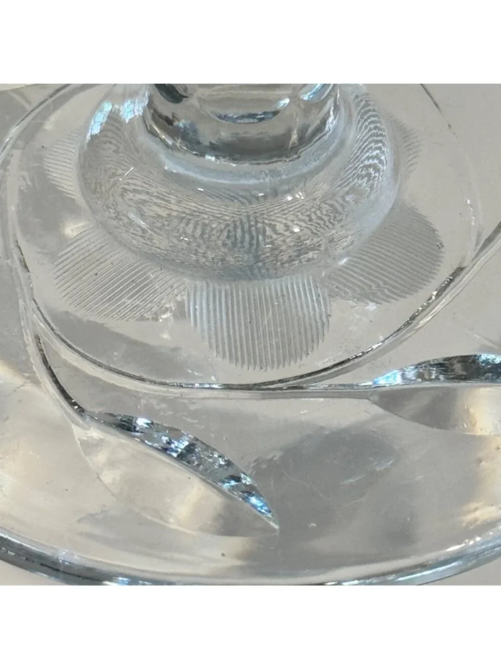 Cut Glass Etched Clear Compote Pedestal Dish Centerpiece 8" Tall Floral Vintage - Picture 7 of 13